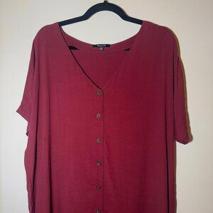 MADEWELL Button-Front Easy Dress L1933 - Rich Burgundy - Size Small
